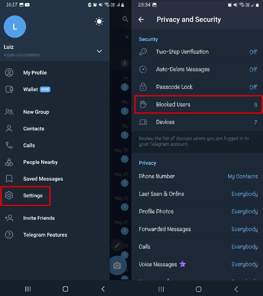 Telegram 陌生人防骚扰:消息权限示例图