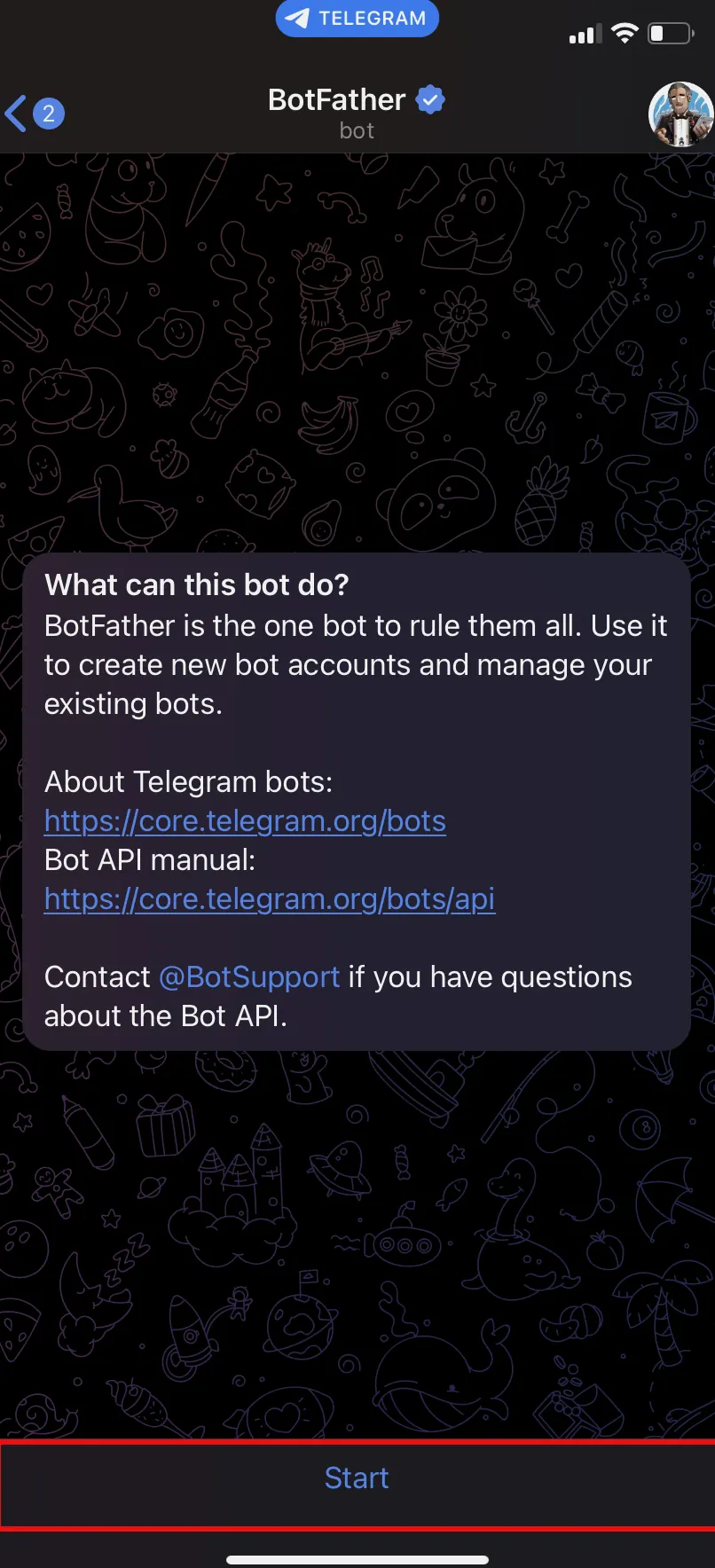 使用 Bot 的隐私注意示例图